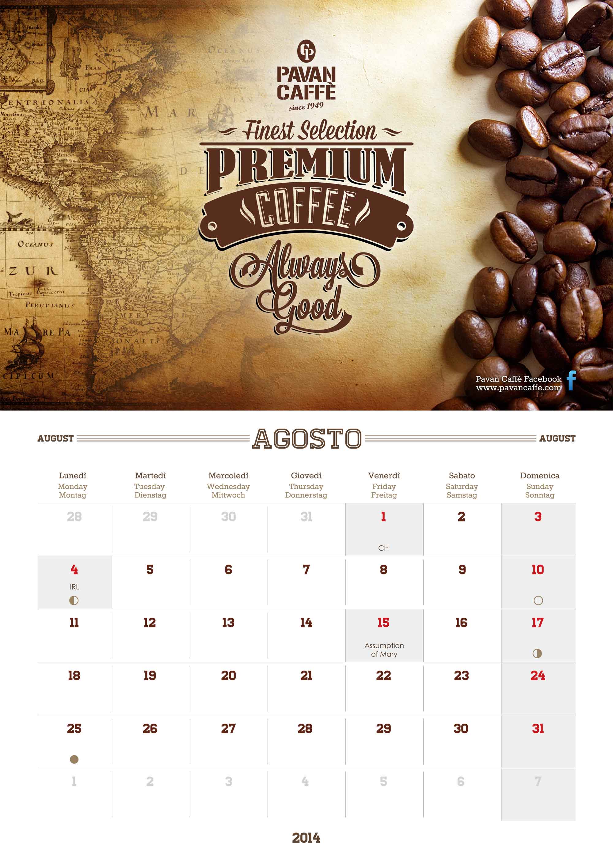Pavan Caffè calendario Agosto 2014