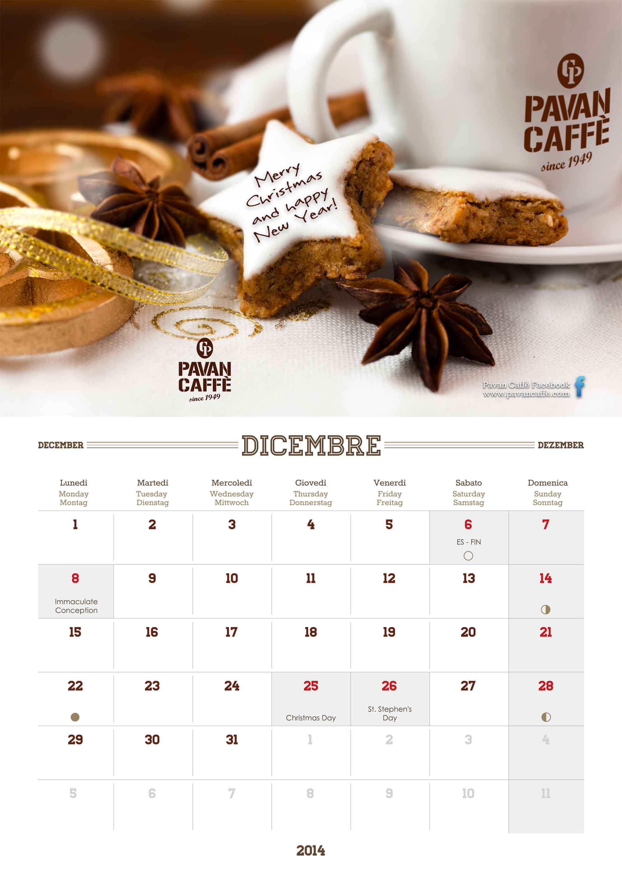 Pavan Caffè calendario Dicembre 2014