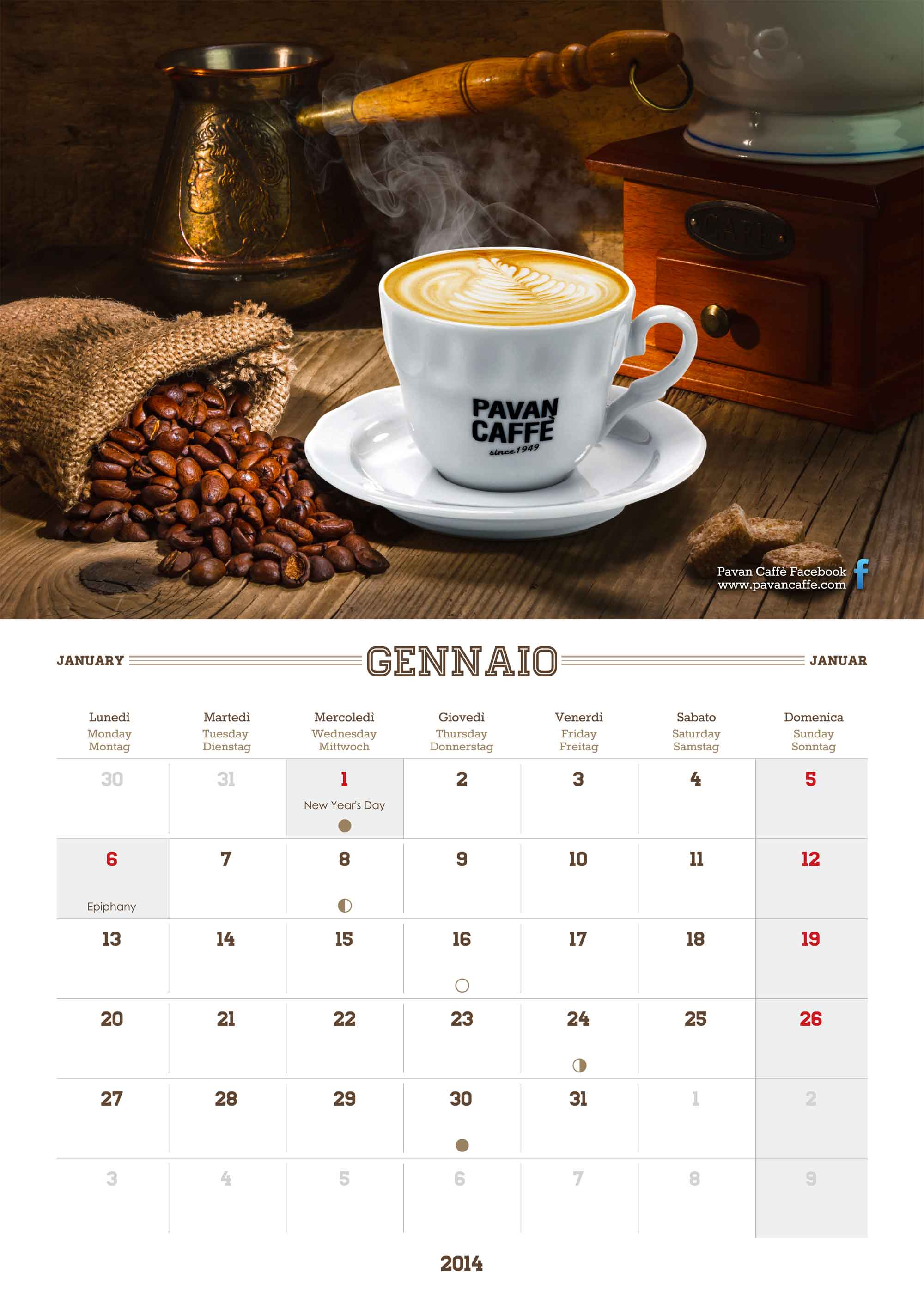 Pavan Caffè calendario Gennaio 2014