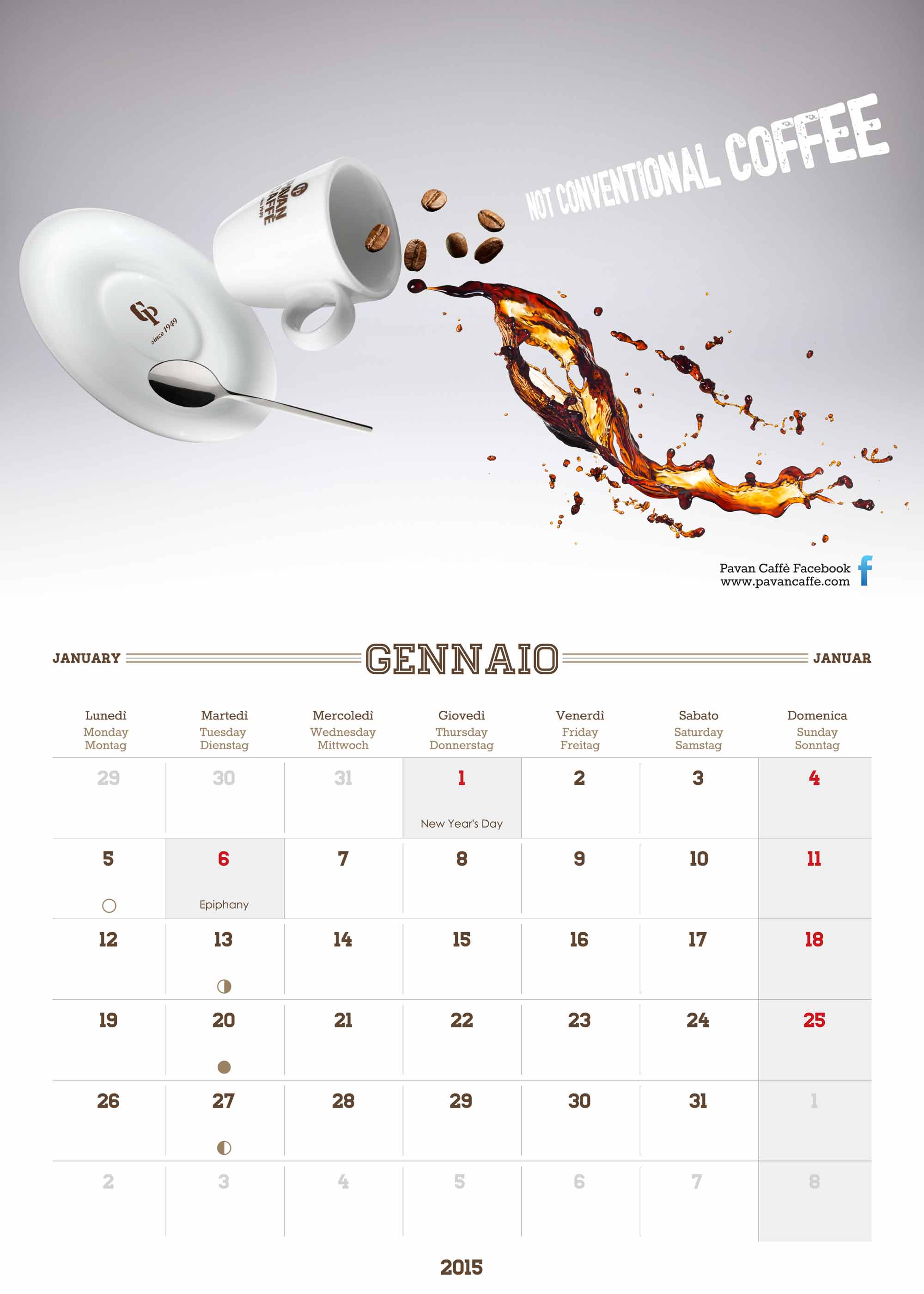 Pavan Caffè calendario Gennaio 2015