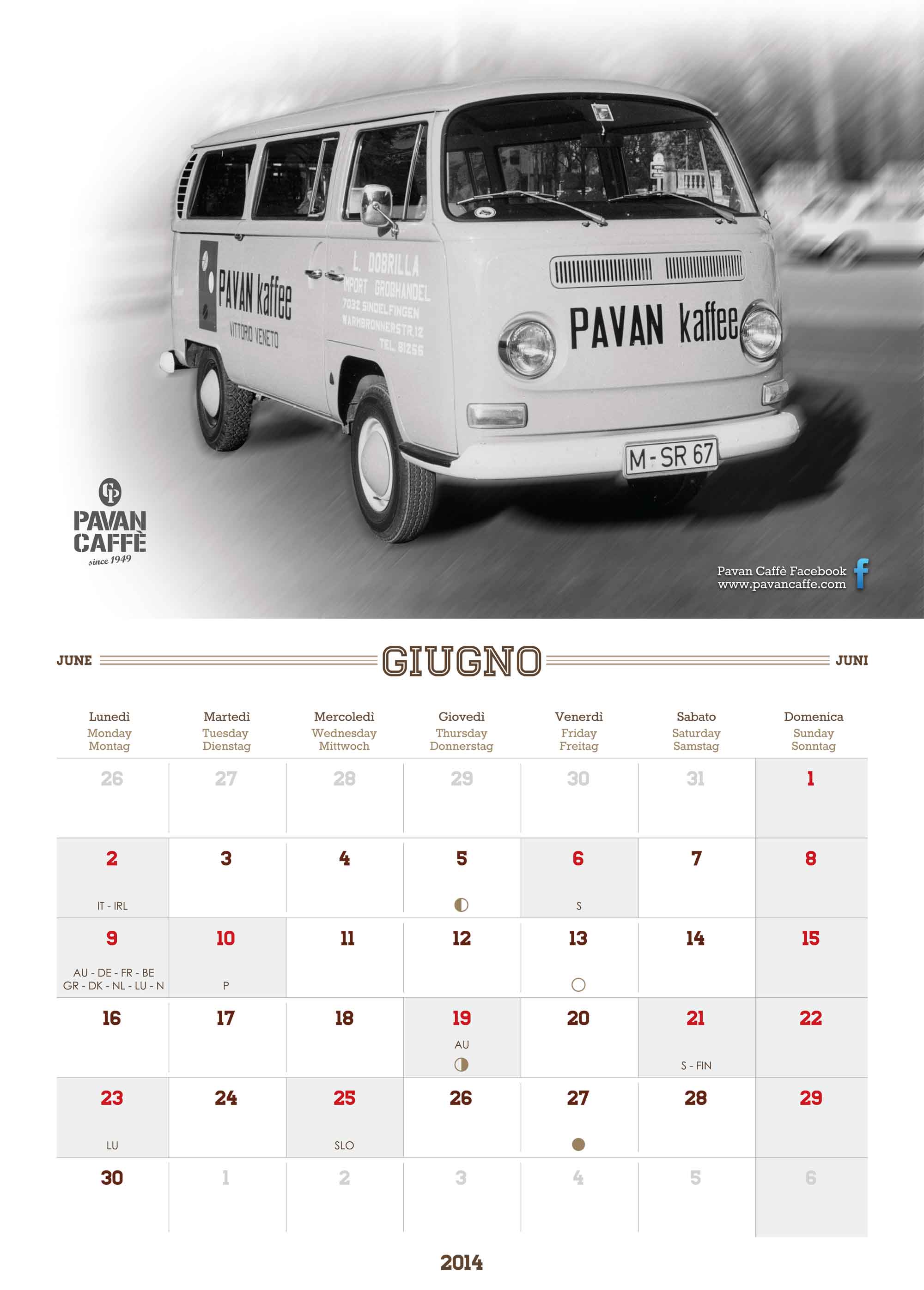Pavan Caffè calendario Giugno 2014