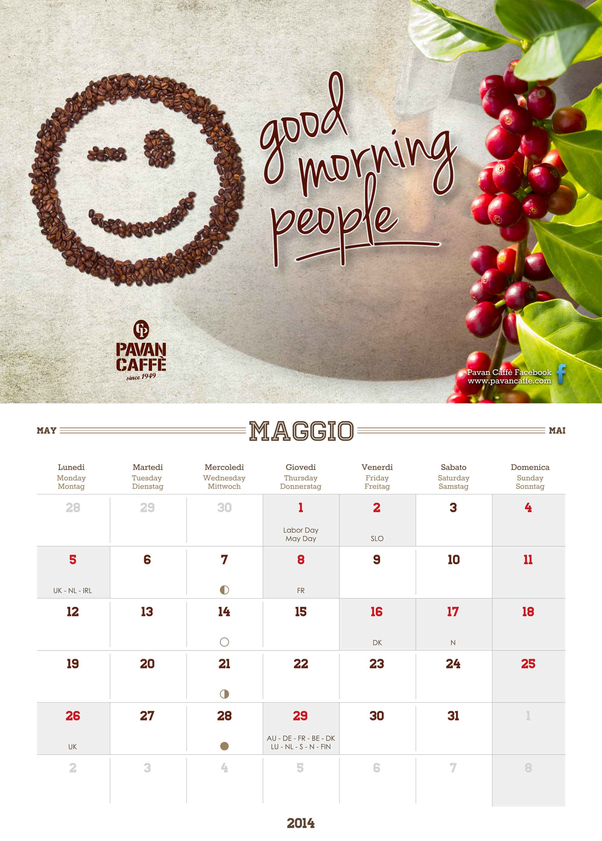 Pavan Caffè calendario Maggio 2014