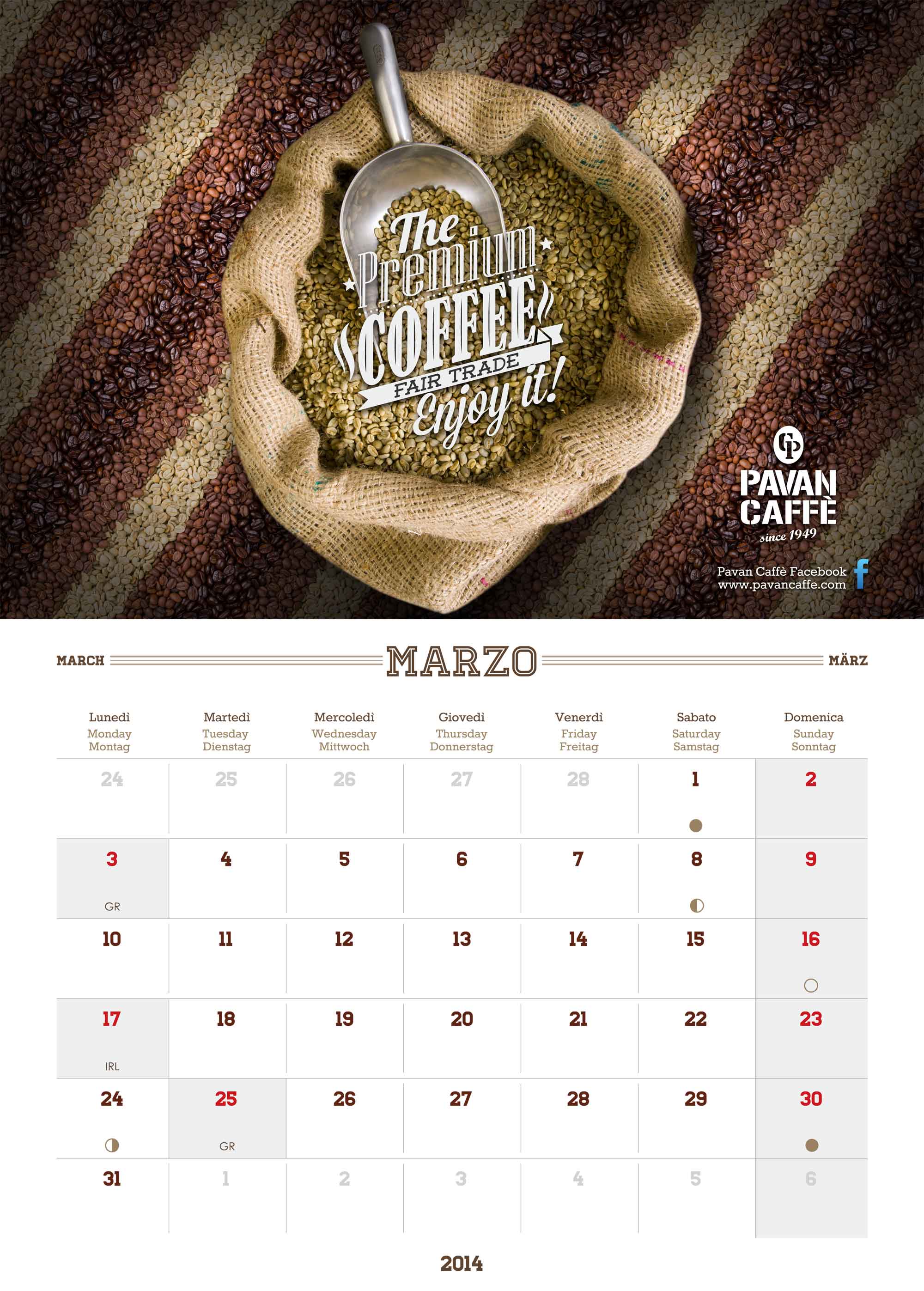 Pavan Caffè calendario Marzo 2014