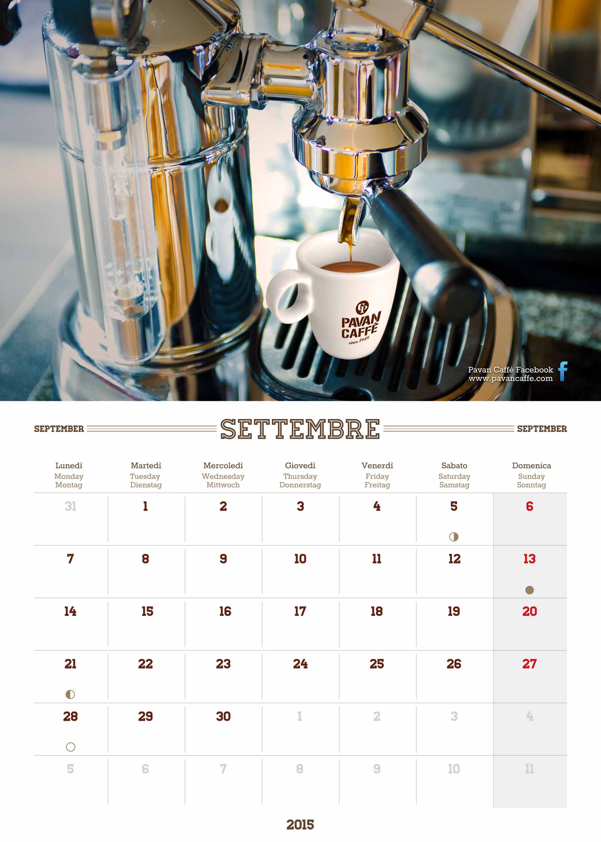 Pavan Caffè calendario Settembre 2015
